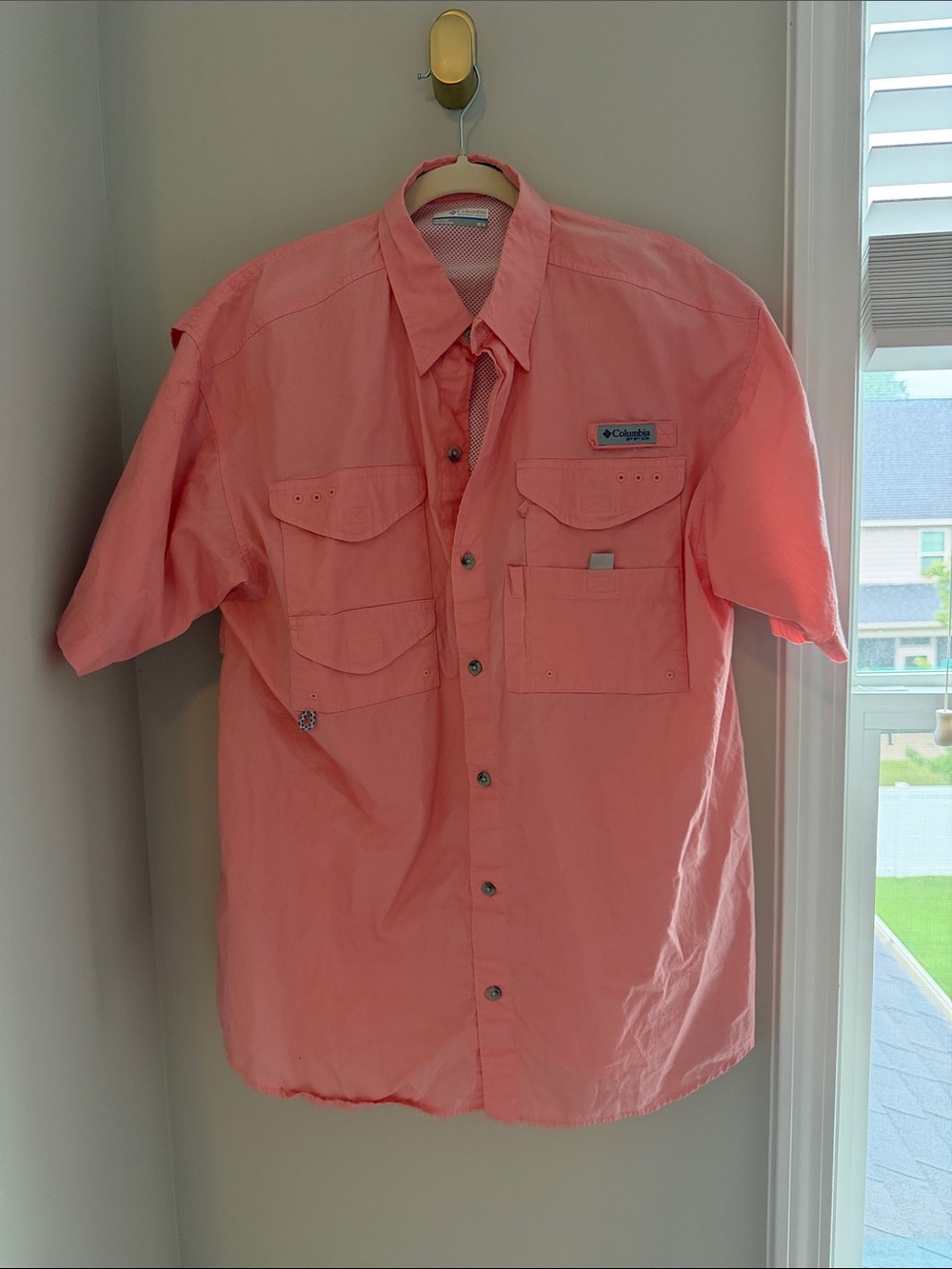 Columbia Men’s Short-Sleeve Button-Down Shirt - Coral Pink